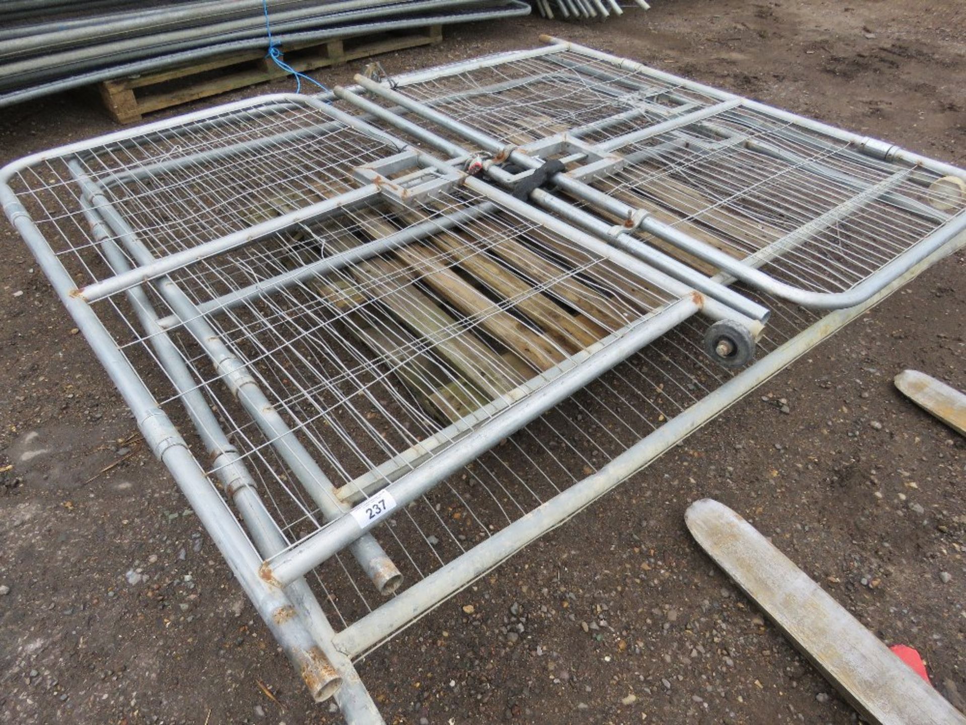 4 x HERAS TYPE TEMPORARY SITE FENCE PANEL GATES; 2@1M PLUS 2 @2M APPROX.
