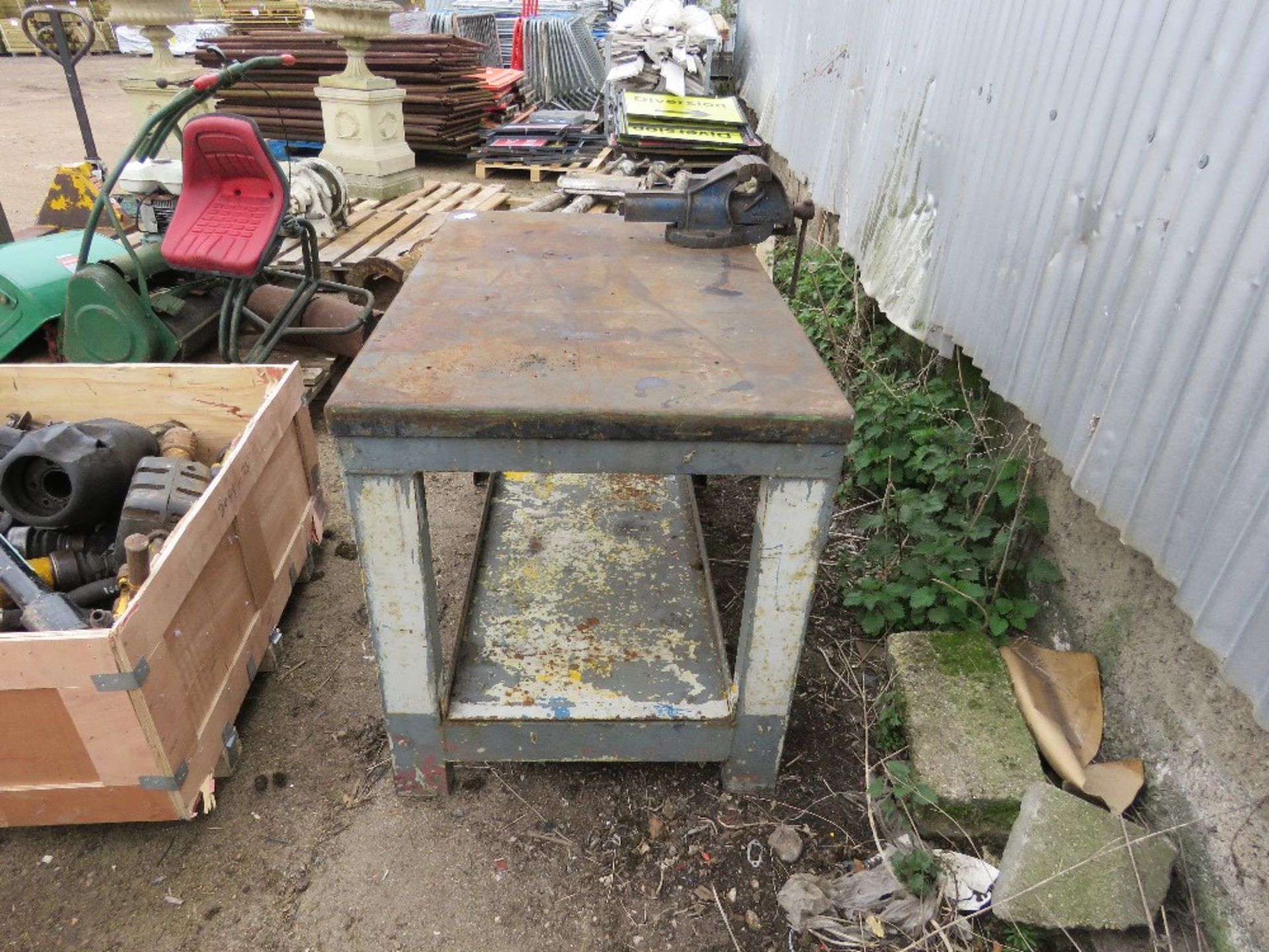 METAL BENCH C/W VICE 75CM X 122CM APPROX. - Image 2 of 2