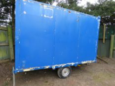 TOWED SINGLE AXLE WELFARE UNIT 12FT LENGTH APPROX, BALL HITCH. CANTEEN/KITCHEN AREAR PLUS A TOILET