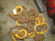 2 X LIFTING CHAINS WITH SHORTENERS: SINGLE AND DOUBLE LEGGED. THIS LOT IS SOLD UNDER THE AUCTIONEERS