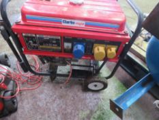 CLARKE 4.5KVA RATED GENERATOR, NO BATTERY. THIS LOT IS SOLD UNDER THE AUCTIONEERS MARGIN SCHEME, THE