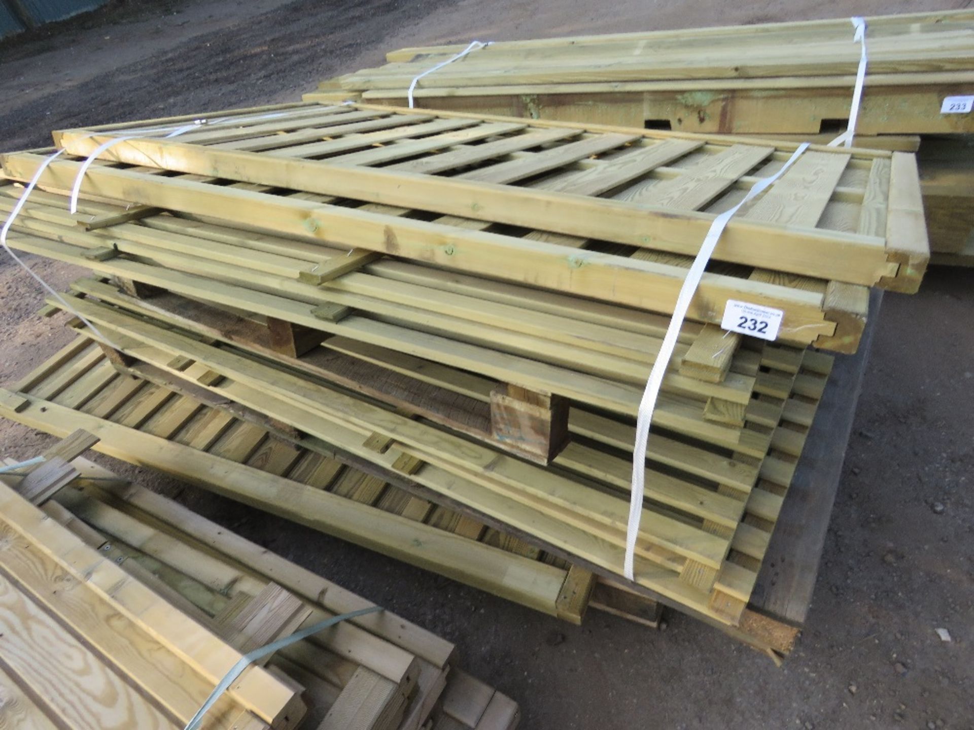 STACK OF 7 X ASSORTED TIMBER FENCE PANELS.