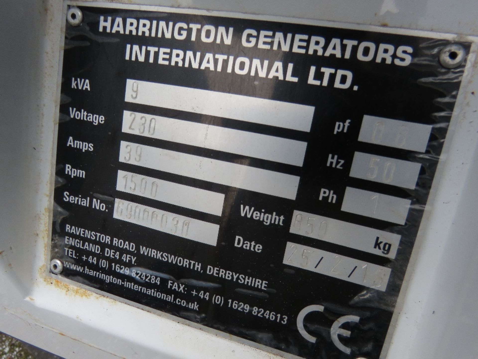 HARRINGTON HGI COMPACT GENERATOR SET, KUBOTA 3 CYLINDER DIESEL ENGINE. PREVIOUSLY USED FOR POWERING - Image 2 of 8