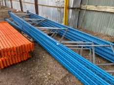 4 BAYS OF PALLET RACKING WITH UPRIGHTS, BEAMS AND BOARDS BEING REMOVED FROM A COMPANY LIQUIDATION