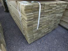 LARGE PACK OF PRESSURE TREATED HIT AND MISS FENCE CLADDING BOARDS. 1.73M LENGTH X 100MM WIDTH APPROX