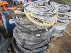 PALLET OF LARGE SIZED RUBBER SCREED PUMPING HOSES, MAINLY 60-70MM DIAMETER. SOURCED FROM DEPOT CLEAR