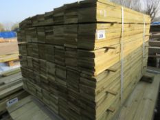 LARGE PACK OF PRESSURE TREATED FEATHER EDGE FENCE CLADDING BOARDS. 1.2M LENGTH X 100MM WIDTH APPROX.