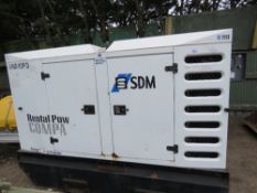 SDMO R110 SKID MOUNTED GENERATOR SET, 110KVA RATED OUTPUT, JOHN DEERE ENGINE. FROM VISUAL INSPECTION