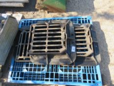 3 X HEAVY DUTY CAST MANHOLE COVERS AND LIDS.