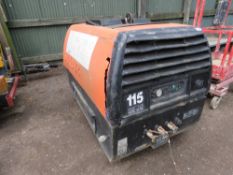 SULLAIR 115K-0033 ROAD COMPRESSOR, YEAR 2004. KUBOTA 4 CYLINDER ENGINE. NB: HAS BEEN STOOD FOR A FEW