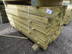 LARGE PACK OF FEATHER EDGE TIMBER CLADDING BOARDS. 1.5M LENGTH X 10CM WIDTH APPROX.
