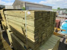 LARGE PACK OF FEATHER EDGE TIMBER CLADDING BOARDS. 1.5M LENGTH X 10CM WIDTH APPROX.