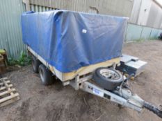IFOR WILLIAMS LM85G TWIN AXLED TRAILER WITH EXTENSION SIDES AND COVER, PREVIOUSLY USED FOR MARKET TR