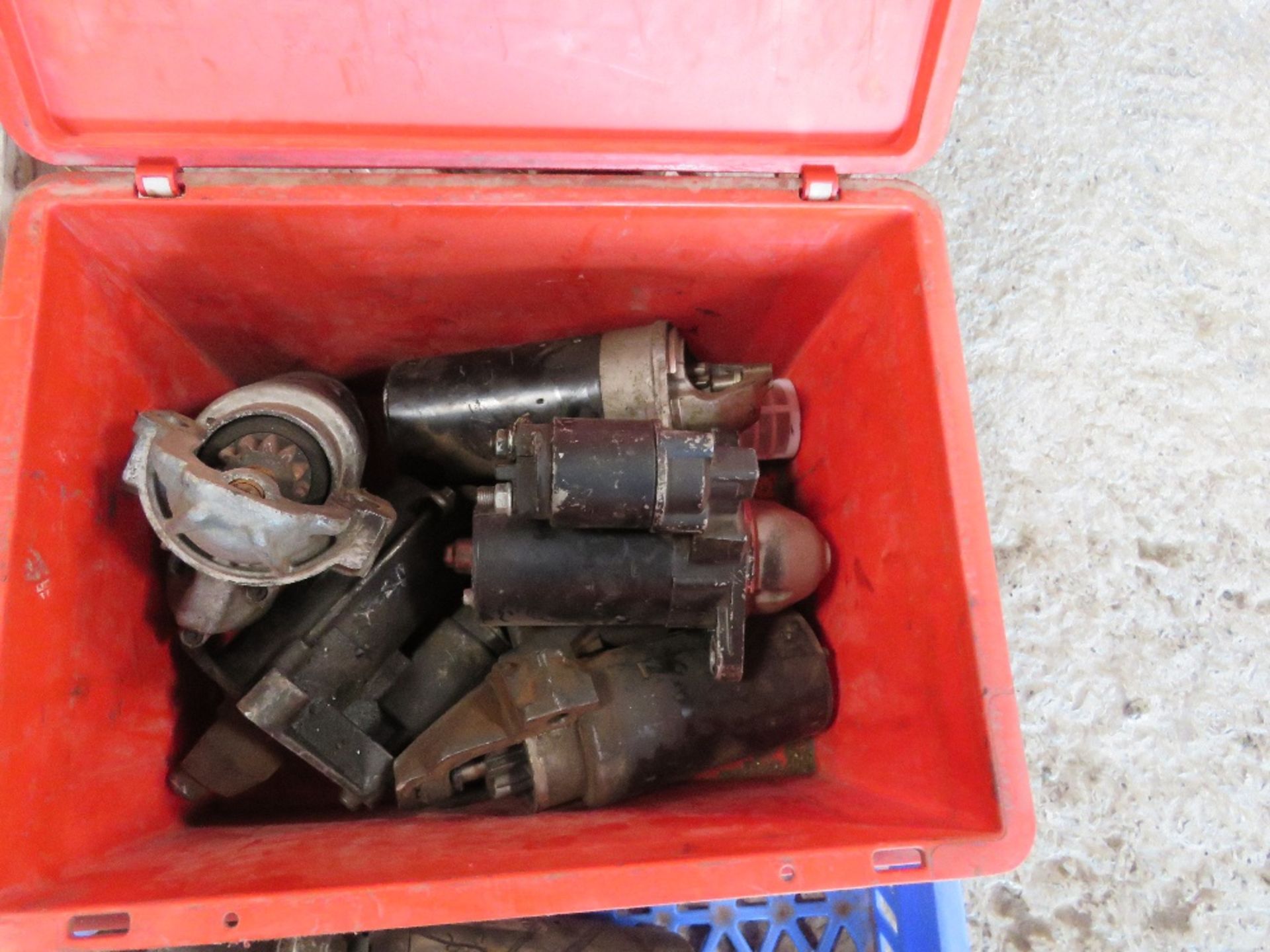 ASSORTED MACHINE STARTERS AND ALTERNATORS. SOURCED FROM DEPOT CLOSURE.