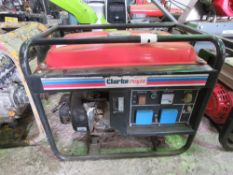 CLARKE 6.5HP PETROL ENGINED GENERATOR. THIS LOT IS SOLD UNDER THE AUCTIONEERS MARGIN SCHEME, THEREFO