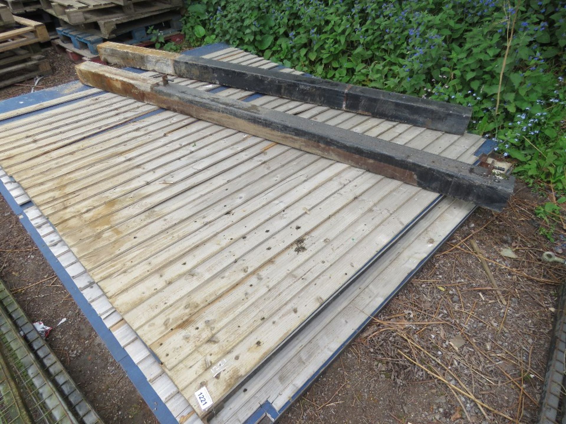 2 X TIMBER COVERED YARD GATES 3M X 2.44MHEIGHT APPROX WITH 2NO POSTS. THIS LOT IS SOLD UNDER THE AUC