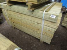 LARGE PACK OF FEATHER EDGE TREATED CLADDING BOARDS. 1.5M LENGTH X 10CM WIDTH APPROX