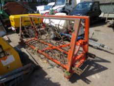SET OF TRACTOR MOUNTED FOLDING GRASS HARROWS.
