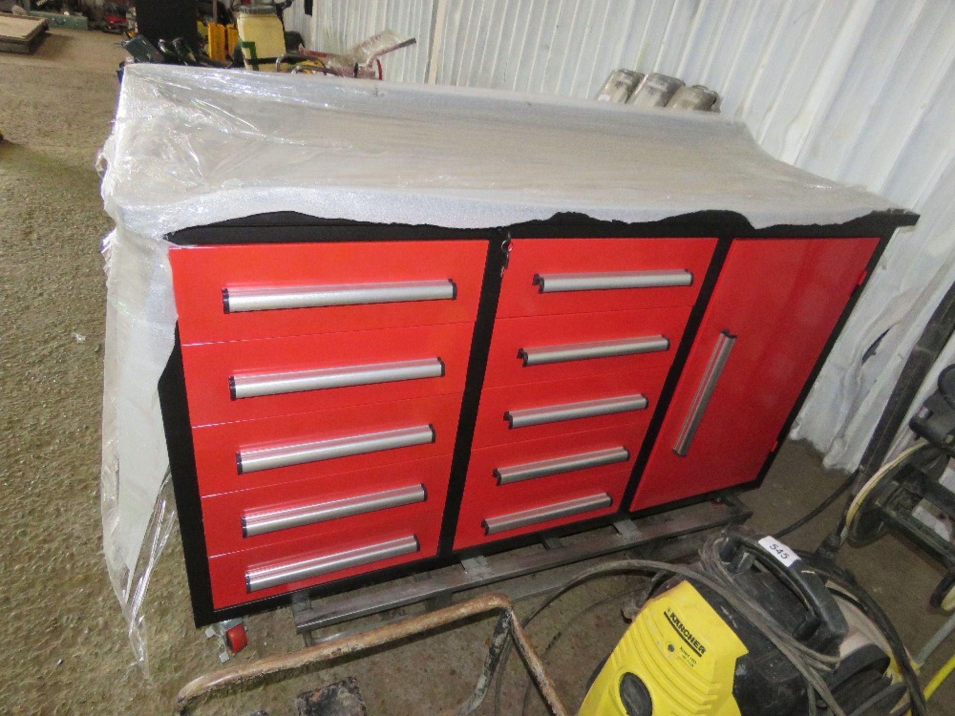 1 X MULTI DRAWED WORKSHOP TOOL CABINET WITH SIDE CUPBOARD. 2 BANKS OF DRAWERS. UNUSED WITH KEYS. ON - Image 5 of 5