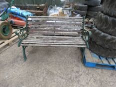 BENCH WITH CAST IRON ENDS. THIS LOT IS SOLD UNDER THE AUCTIONEERS MARGIN SCHEME, THEREFORE NO VAT WI