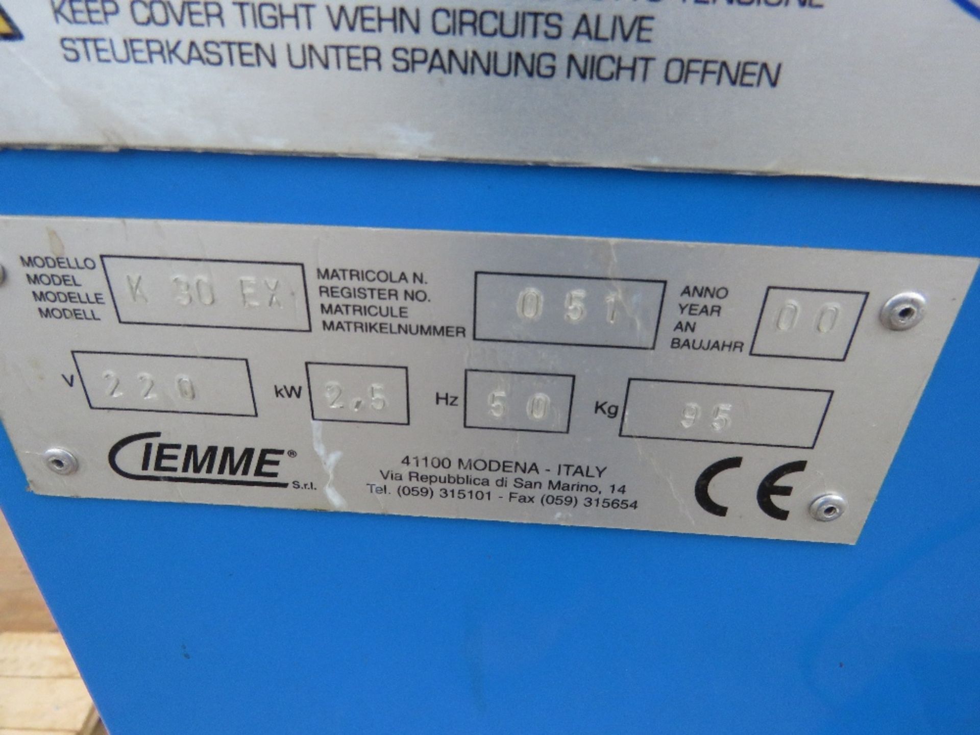 CIEMME K30EX SOLVENT RECOVERY UNIT, 240VOLT POWERED. SOURCED FROM COMPANY LIQUIDATION. - Image 3 of 5