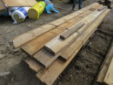 STACK OF HEAVY PRE USED MAINLY DENAILED TIMBERS, 8FT-14FT LENGTH APPROX, MAINLY 9" SIZE. THIS LOT IS