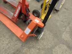 RECORD PALLET TRUCK. WHEN TESTED WAS SEEN TO LIFT AND LOWER. SOURCED FROM COMPANY LIQUIDATION. THIS
