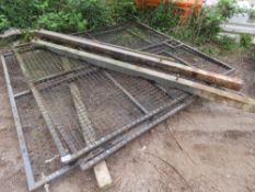 3 X MESH COVERED YARD GATES 2.35M X 2.4M APPROX WITH 2NO POSTS. THIS LOT IS SOLD UNDER THE AUCTIONEE