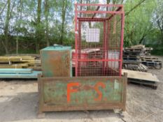 TOOLBOX, STILLAGE AND GAS BOTTLE CAGE.