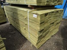 LARGE PACK OF FEATHER EDGE TREATED CLADDING BOARDS. 1.8M LENGTH X 10CM WIDTH APPROX