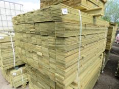 LARGE PACK OF FEATHER EDGE TIMBER CLADDING BOARDS. 1.8M LENGTH X 10CM WIDTH APPROX.