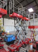 POPUP PUSH 8 SCISSOR LIFT ACCESS UNIT, MAXIMUM WORKING HEIGHT 4.5M. WHEN TESTED WAS SEEN TO LIFT AND