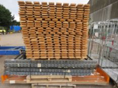 PALLET RACKING 8FT HEIGHT: 7 X UPRIGHTS PLUS 16NO BEAMS AND A PACK OF BOARDS.