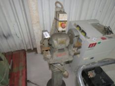 PEDESTAL GRINDER, 3 PHASE POWERED. THIS LOT IS SOLD UNDER THE AUCTIONEERS MARGIN SCHEME, THEREFORE N