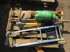 PALLET OF SUNDRIES: HAND TOOLS, SPRAYER AND TROLLEY. THIS LOT IS SOLD UNDER THE AUCTIONEERS MARGIN S