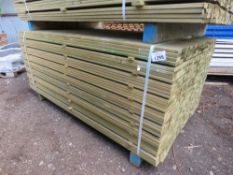 LARGE PACK OF PRESSURE TREATED VENETIAN TIMBER CLADDING STRIPS . 1.73M LENGTH X 45MM X 16MM APPROX.