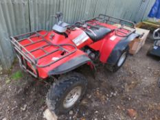 HONDA 4WD BIG RED QUAD BIKE. WHEN TESTED WAS SEEN TO RUN, DRIVE AND BRAKE. THIS LOT IS SOLD UNDER TH