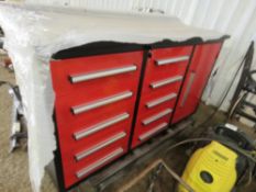 1 X MULTI DRAWED WORKSHOP TOOL CABINET WITH SIDE CUPBOARD. 2 BANKS OF DRAWERS. UNUSED WITH KEYS. ON