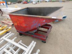 LARGE SIZED WHEELD TIPPING FORKLIFT SKIP. THIS LOT IS SOLD UNDER THE AUCTIONEERS MARGIN SCHEME, THER