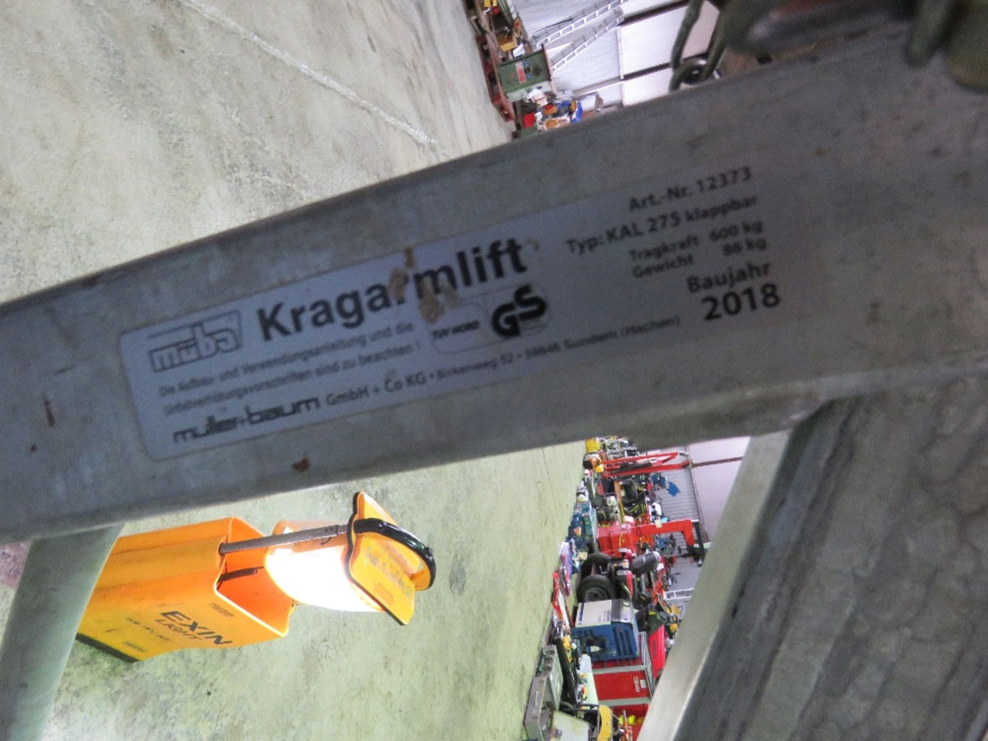 MUBA KRAGARMLIFT BEAM LIFTING UNIT, 600KG RATED, YEAR 2018. - Image 3 of 4