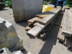 LARGE BUNDLE OF DENAILED TIMBER BEAMS/JOISTS, MAINLY 9"X3", 14-20FT LENGTH APPROX. THIS LOT IS SOLD