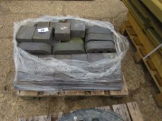 PALLET CONTAINING APPROXIMATELY 60NO ASSORTED WALL CAPPING /BULL NOSE BRICKS. THIS LOT IS SOLD UNDER