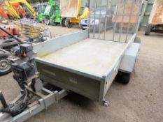 INDESPENSION TWIN AXLED PLANT TRAILER WITH WINCH 10FT X 6FT APPROX. SN:G046891. 2300KG RATED. RING H