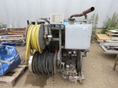 DEUTZ 3 CYLINDER POWERED HIGH PRESSURE DRAIN JETTER WITH TANK AND HOSE. WHEN TESTED WAS SEEN TO RUN