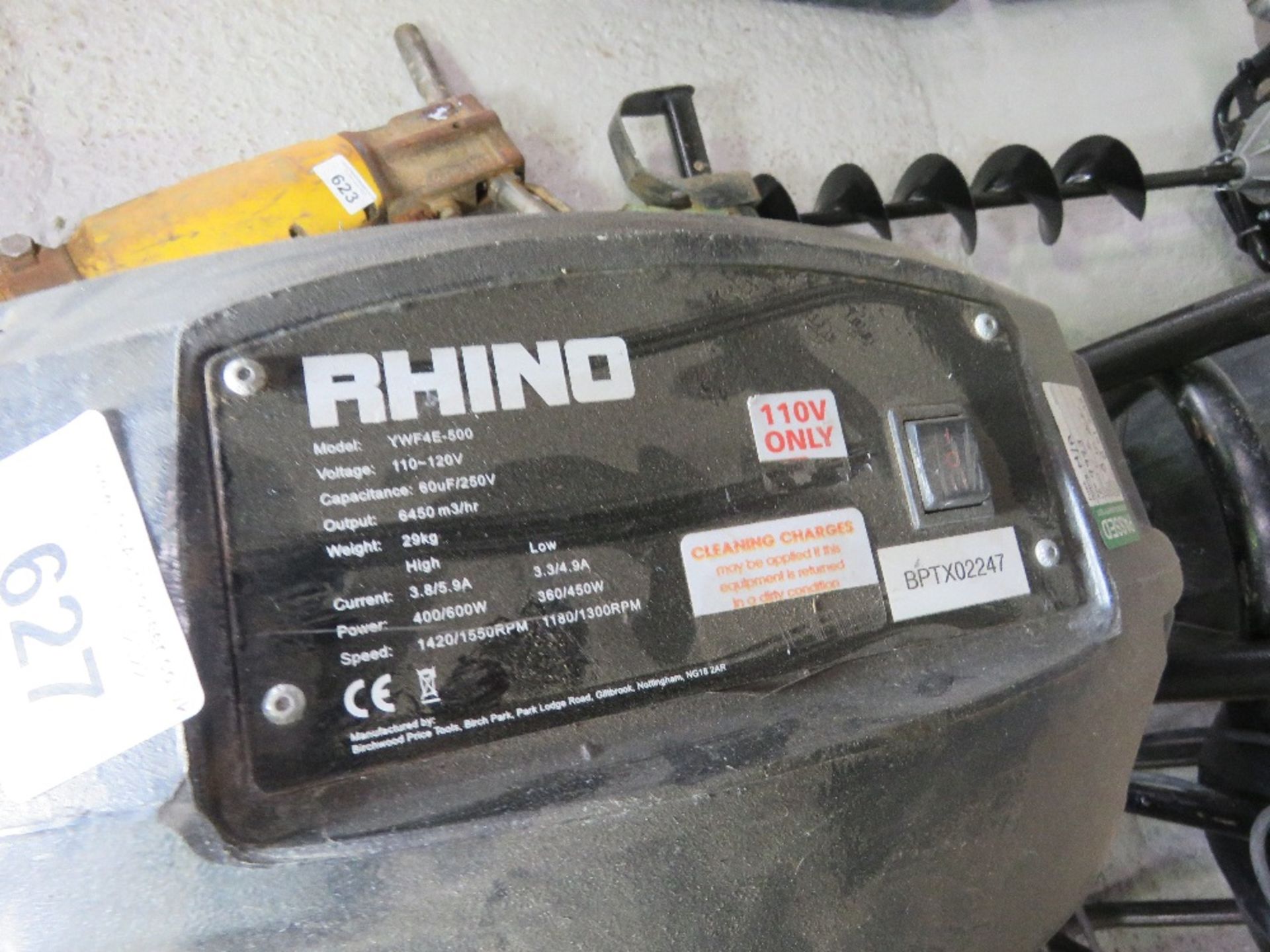 RHINO 110VOLT HIGH FLOW AIR FAN. THIS LOT IS SOLD UNDER THE AUCTIONEERS MARGIN SCHEME, THEREFORE NO - Image 3 of 3