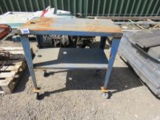 SMALL WHEELED WORKSHOP TROLLEY. THIS LOT IS SOLD UNDER THE AUCTIONEERS MARGIN SCHEME, THEREFORE NO V