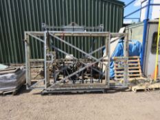 2 X HEAVY DUTY GALVANISED SITE GATE FRAMES PLUS A GLASS LIFTING A FRAME. THIS LOT IS SOLD UNDER THE