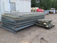 STACK OF APPROXIMATELY 28NO HERAS TYPE SITE FENCE PANELS PLUS A PALLET OF FEET.
