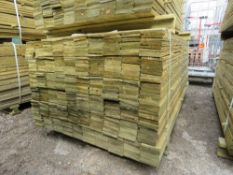 LARGE PACK OF PRESSURE TREATED FEATHER EDGE FENCE CLADDING TIMBERS. 1.80M LENGTH X 10CM WIDTH APPROX