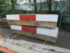 12 X LARGE TIMBER BEAMS, 12"X12" @ 10FT LENGTH APPROX. PREVIOUSLY USED FOR ROADWAYS BARRIERS ON SITE